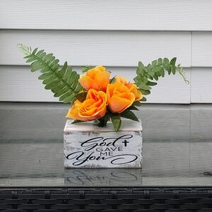 Vibrant Orange and Green Faux Floral Accents